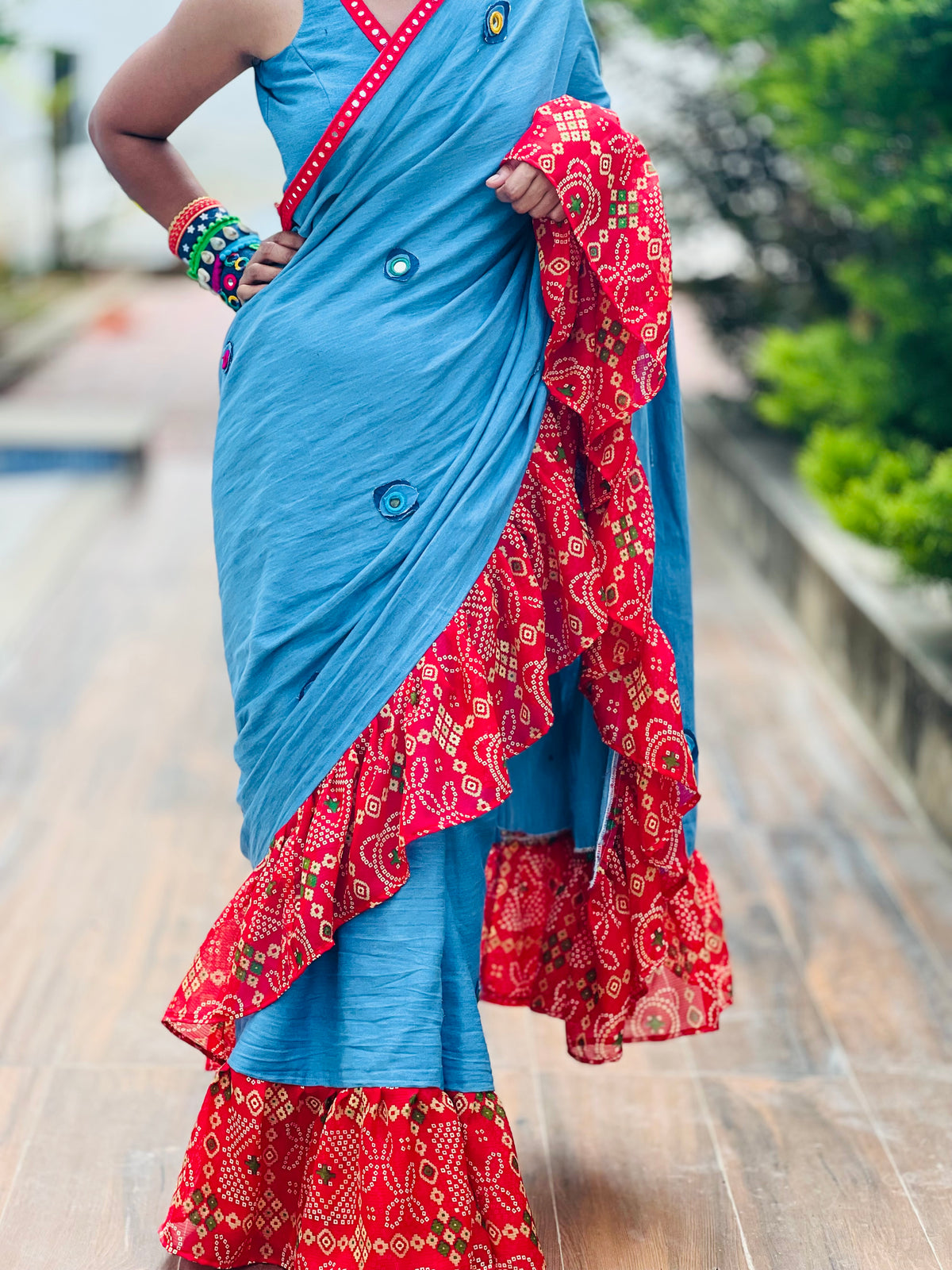 Denim Bhandhini Bloom Saree