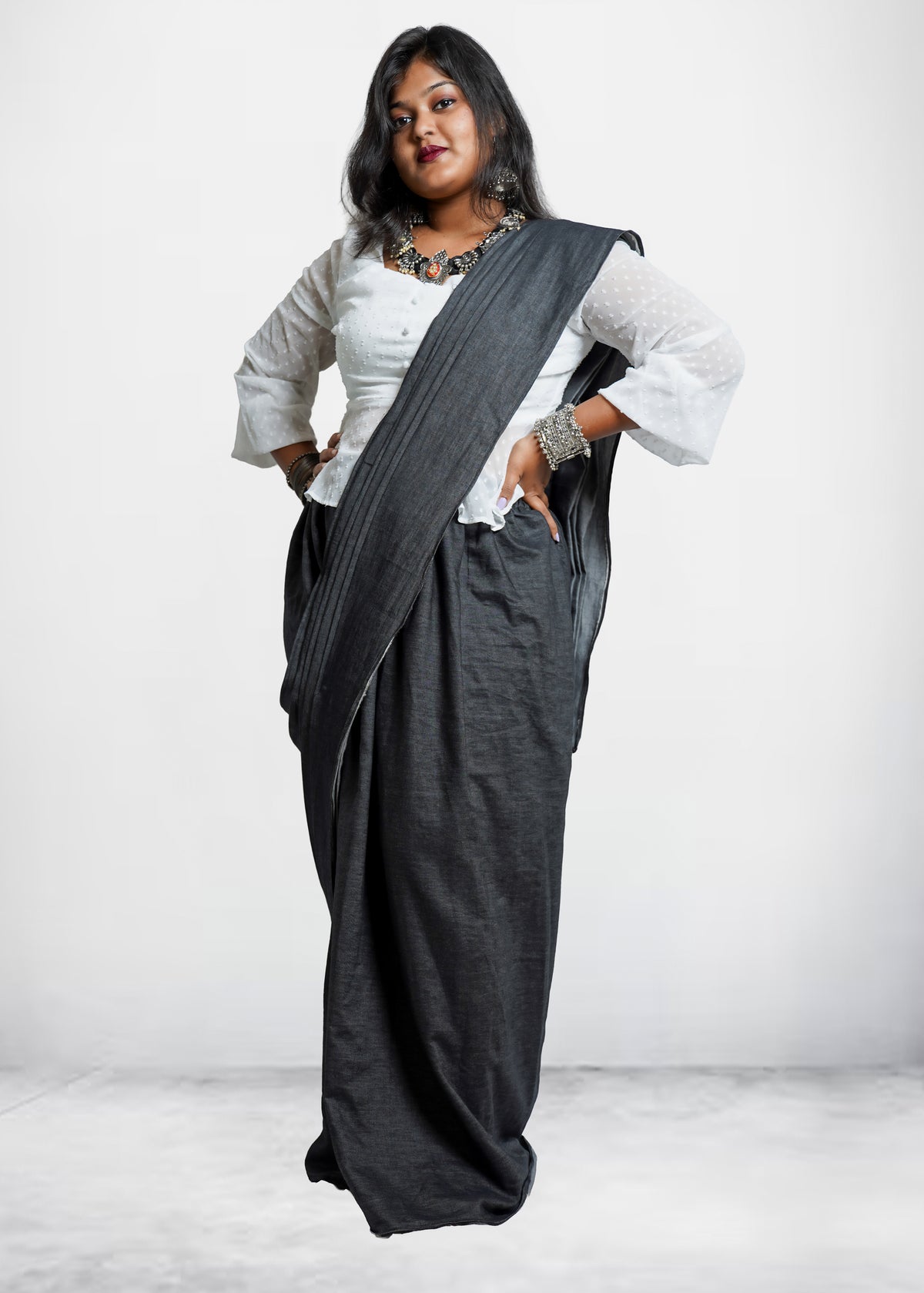 Black Skirt Style Saree