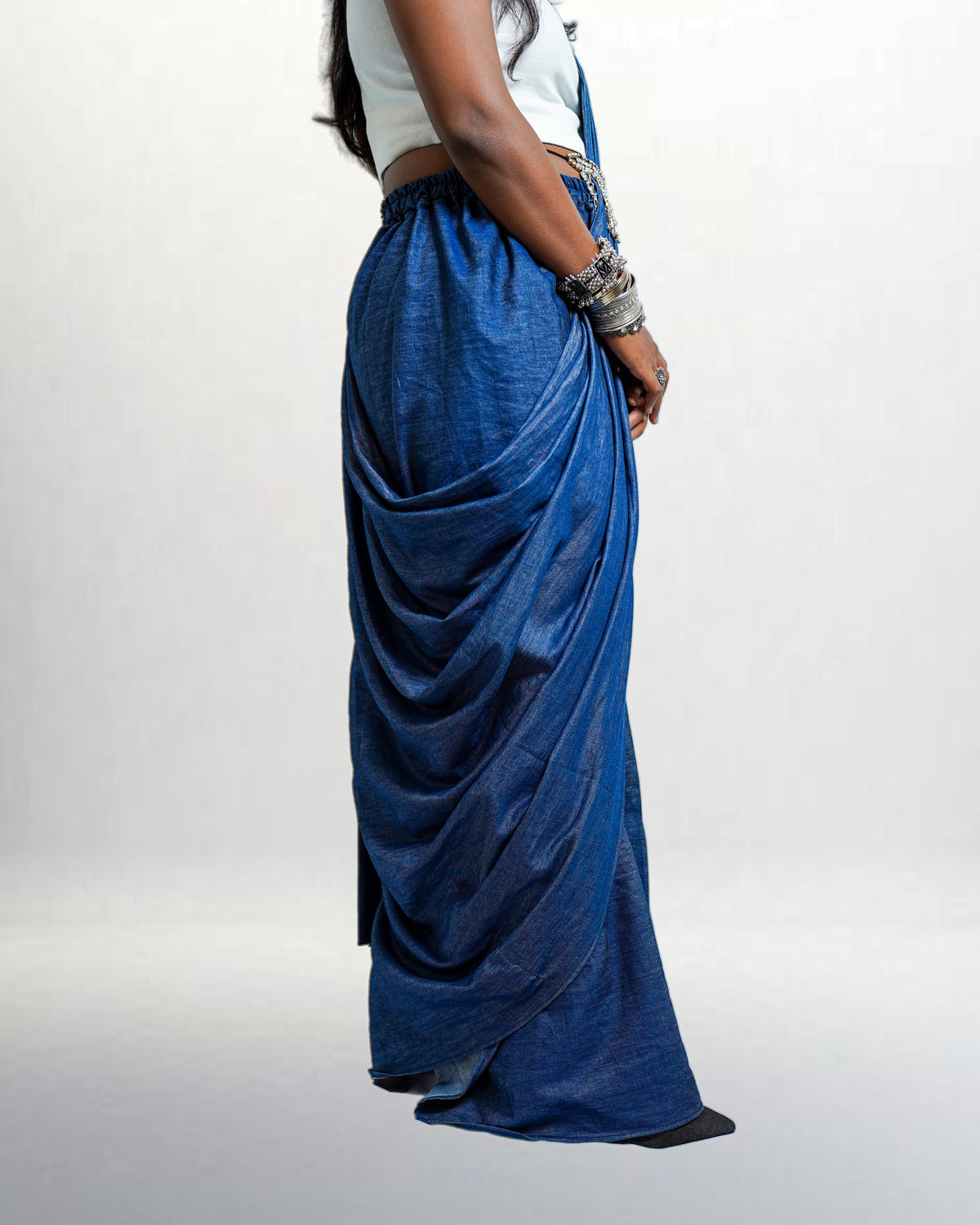 Blue Skirt Style Saree