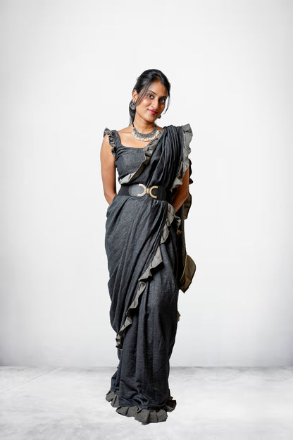 Noir Frill Bloom Saree