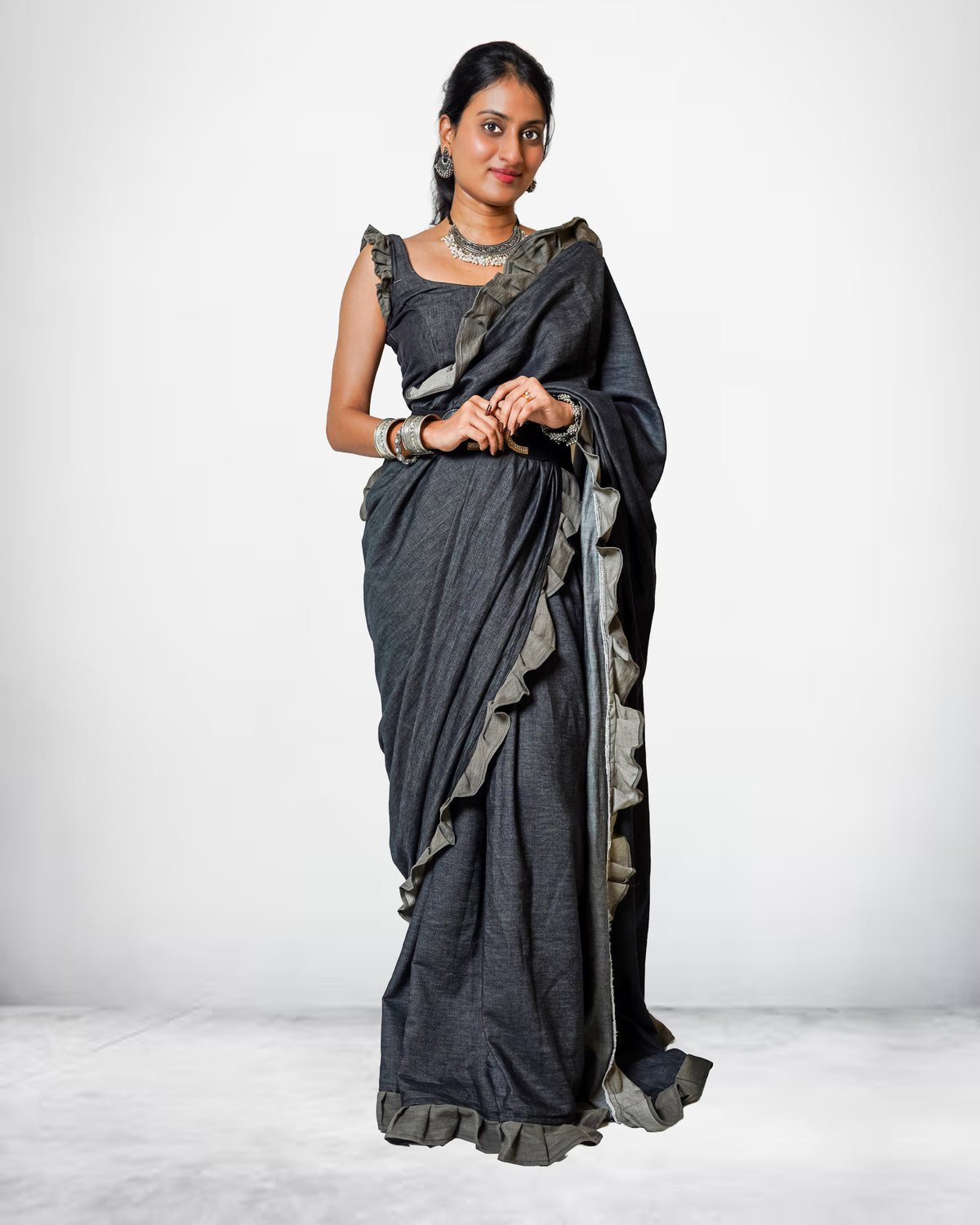 Noir Frill Bloom Saree