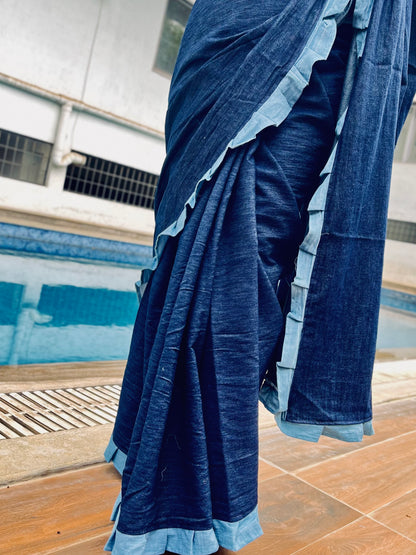 Indigo Frill Bloom Saree