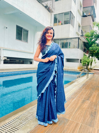 Indigo Frill Bloom Saree