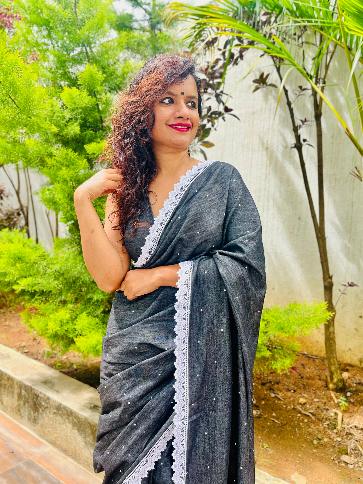 Midnight Dots Saree