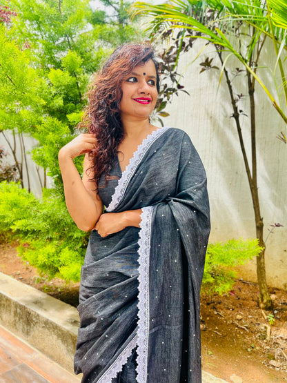 Midnight Dots Saree