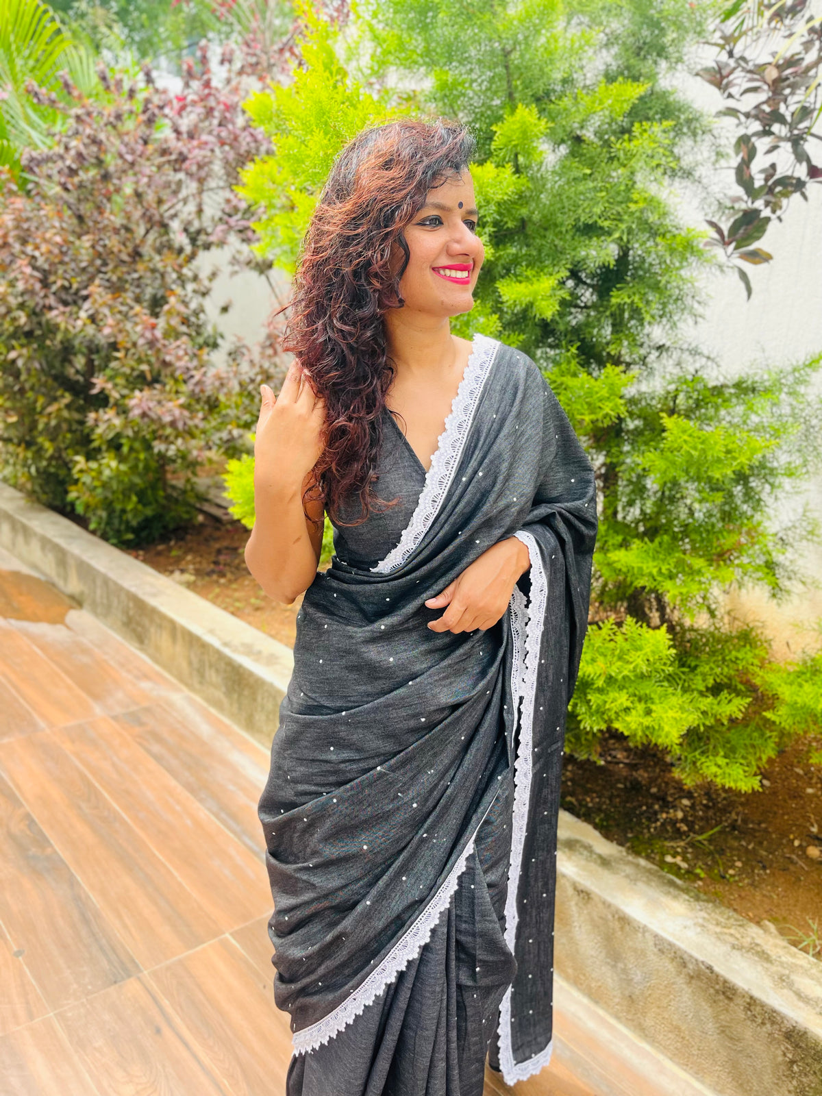 Midnight Dots Saree