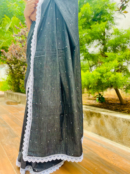 Midnight Dots Saree
