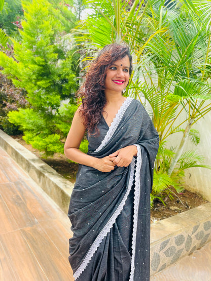 Midnight Dots Saree