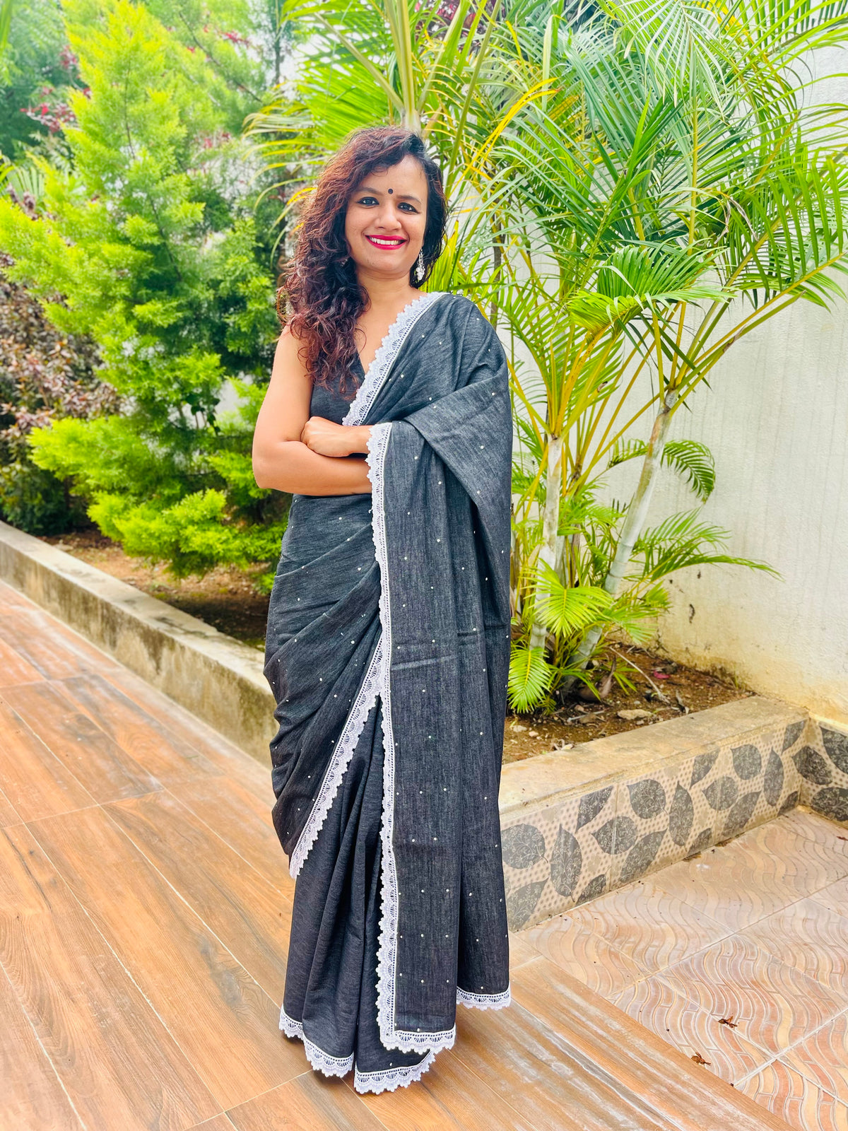 Midnight Dots Saree