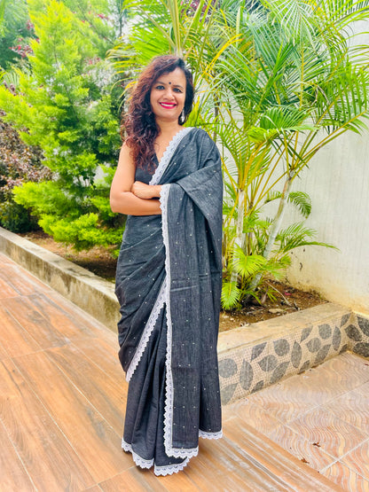 Midnight Dots Saree