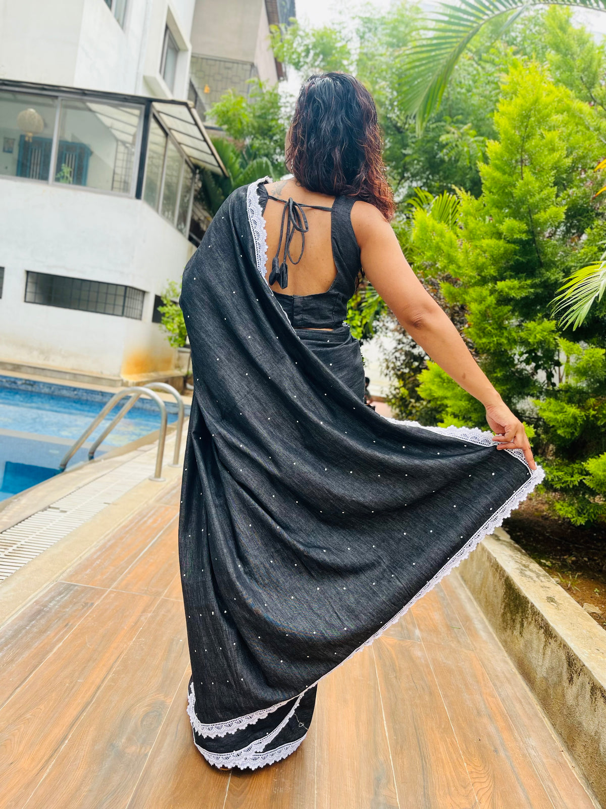 Midnight Dots Saree