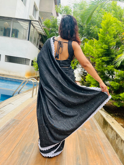 Midnight Dots Saree