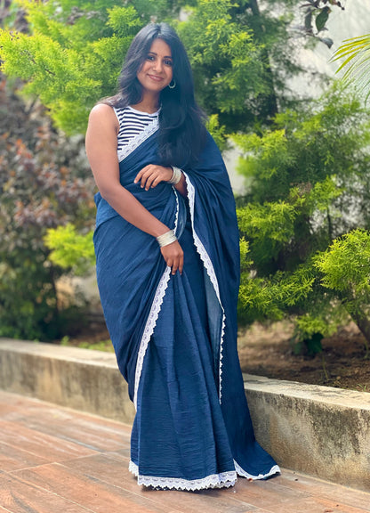 Indigo Lace Saree