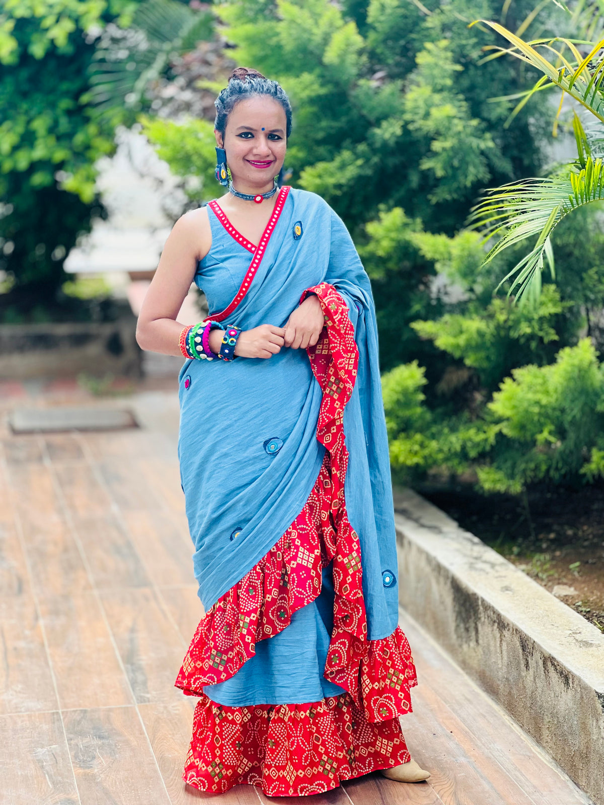 Denim Bhandhini Bloom Saree