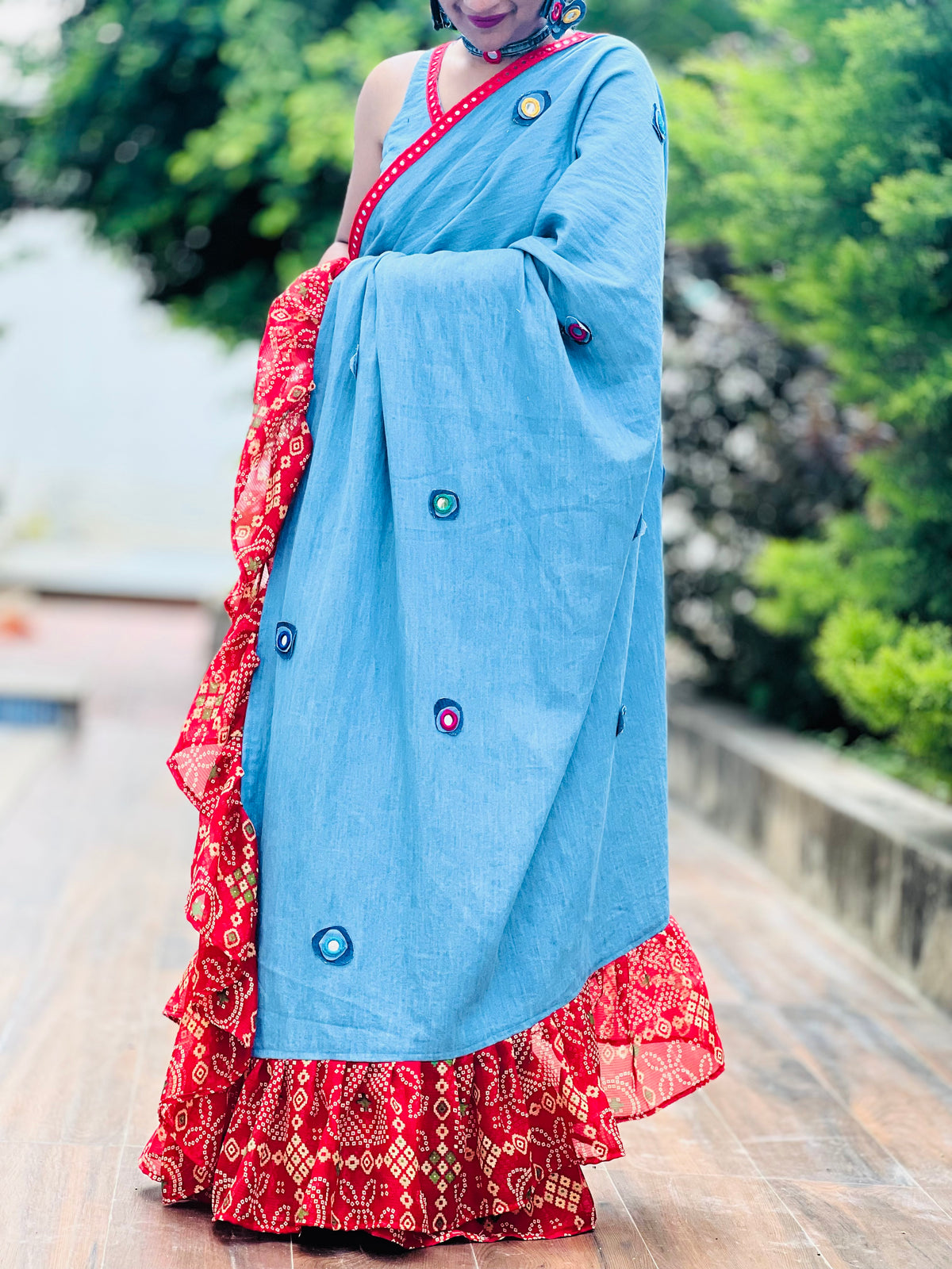 Denim Bhandhini Bloom Saree