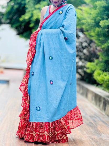 Denim Bhandhini Bloom Saree